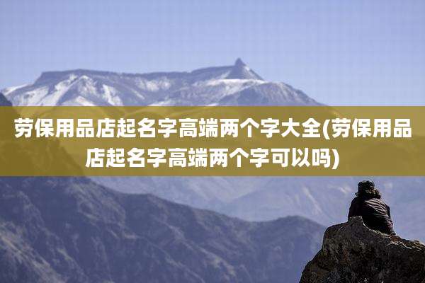 劳保用品店起名字高端两个字大全(劳保用品店起名字高端两个字可以吗)