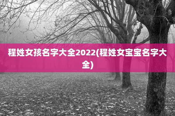 程姓女孩名字大全2022(程姓女宝宝名字大全)