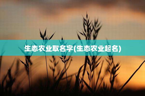 生态农业取名字(生态农业起名)