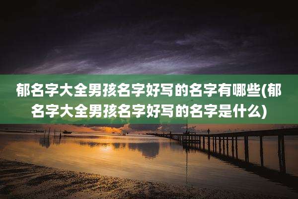郁名字大全男孩名字好写的名字有哪些(郁名字大全男孩名字好写的名字是什么)