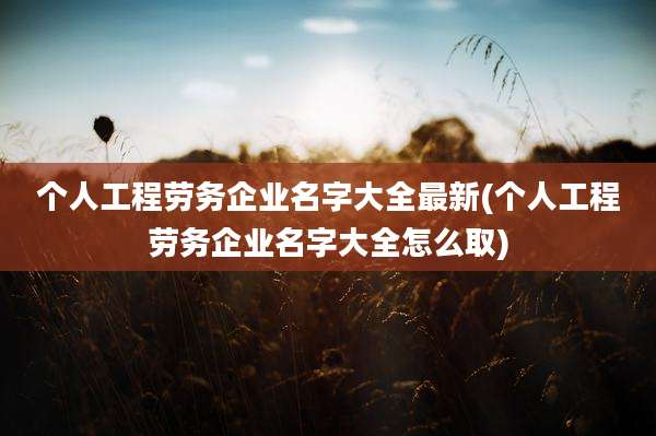 个人工程劳务企业名字大全最新(个人工程劳务企业名字大全怎么取)