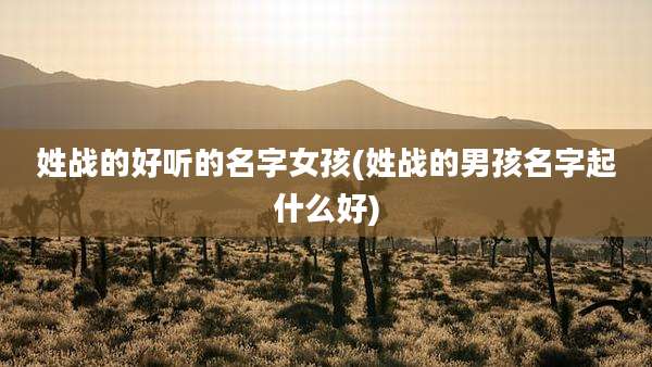 姓战的好听的名字女孩(姓战的男孩名字起什么好)