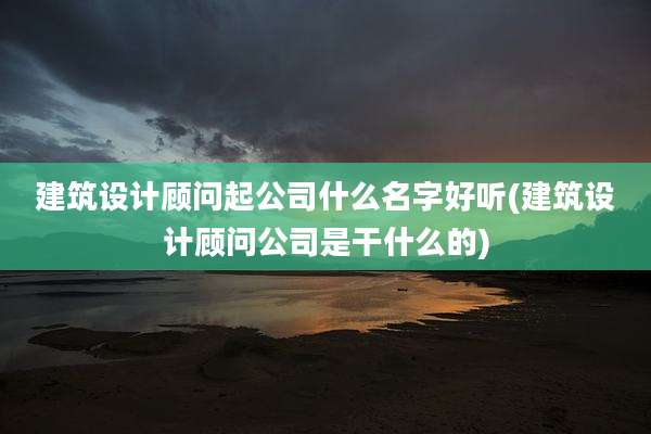 建筑设计顾问起公司什么名字好听(建筑设计顾问公司是干什么的)