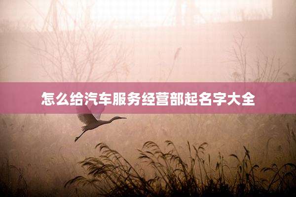 怎么给汽车服务经营部起名字大全