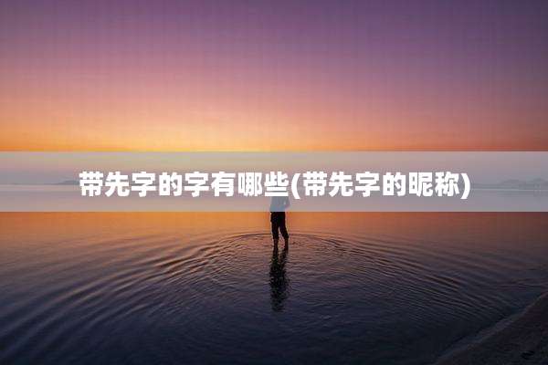 带先字的字有哪些(带先字的昵称)