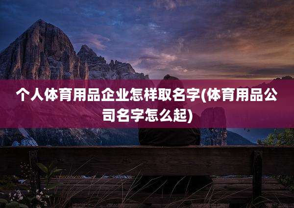 个人体育用品企业怎样取名字(体育用品公司名字怎么起)
