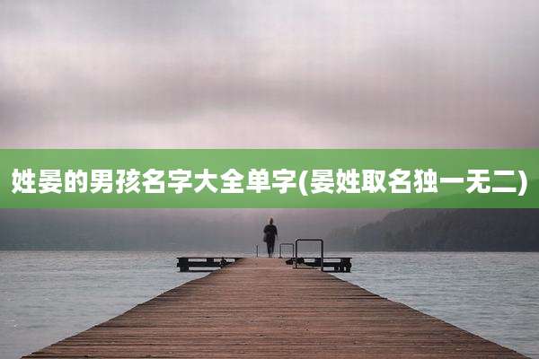 姓晏的男孩名字大全单字(晏姓取名独一无二)