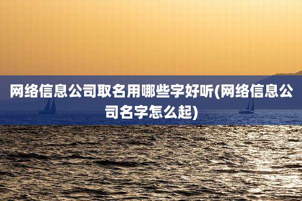 网络信息公司取名用哪些字好听(网络信息公司名字怎么起)
