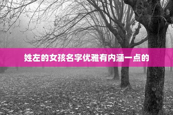姓左的女孩名字优雅有内涵一点的