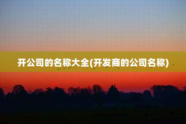 开公司的名称大全(开发商的公司名称)