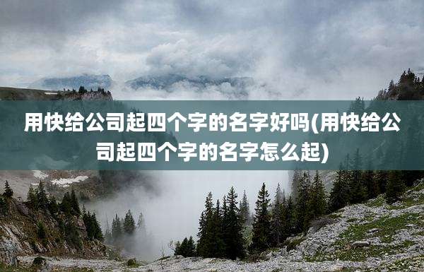 用快给公司起四个字的名字好吗(用快给公司起四个字的名字怎么起)