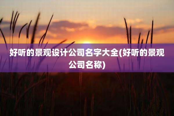 好听的景观设计公司名字大全(好听的景观公司名称)