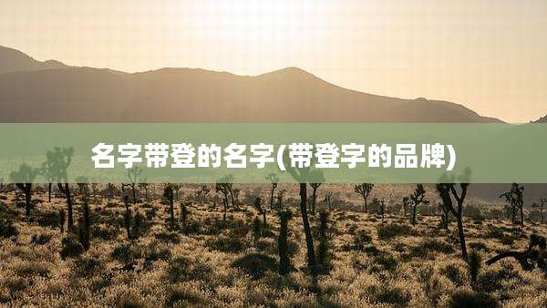 名字带登的名字(带登字的品牌)