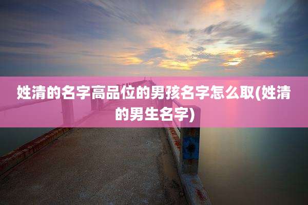 姓清的名字高品位的男孩名字怎么取(姓清的男生名字)