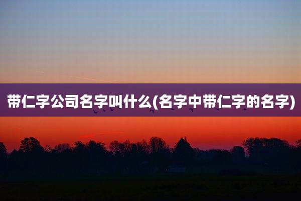 带仁字公司名字叫什么(名字中带仁字的名字)