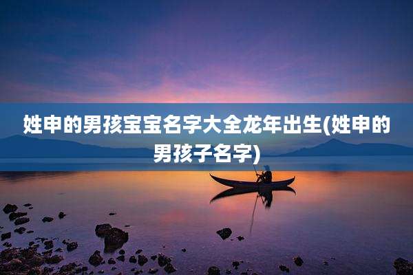 姓申的男孩宝宝名字大全龙年出生(姓申的男孩子名字)