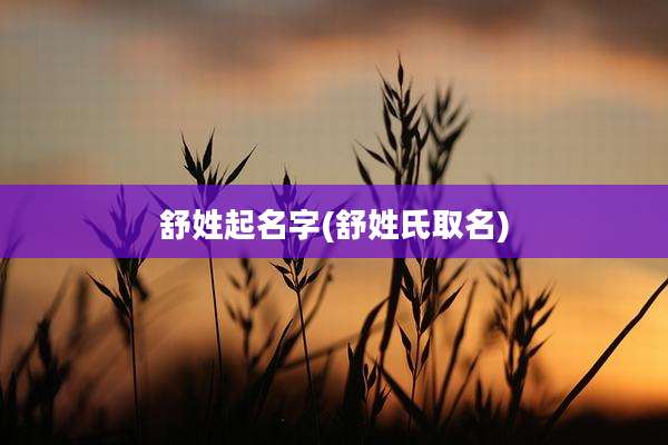 舒姓起名字(舒姓氏取名)