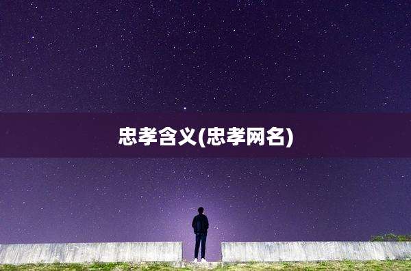 忠孝含义(忠孝网名)