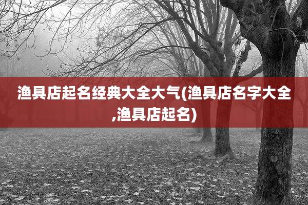 渔具店起名经典大全大气(渔具店名字大全,渔具店起名)