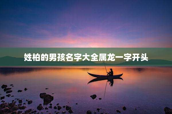 姓柏的男孩名字大全属龙一字开头