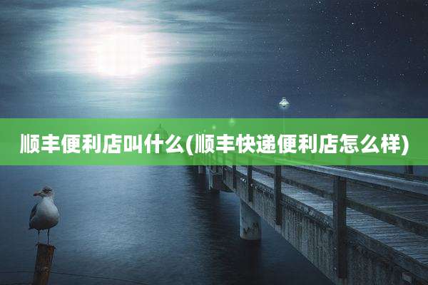 顺丰便利店叫什么(顺丰快递便利店怎么样)