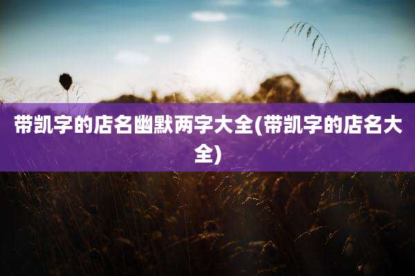 带凯字的店名幽默两字大全(带凯字的店名大全)