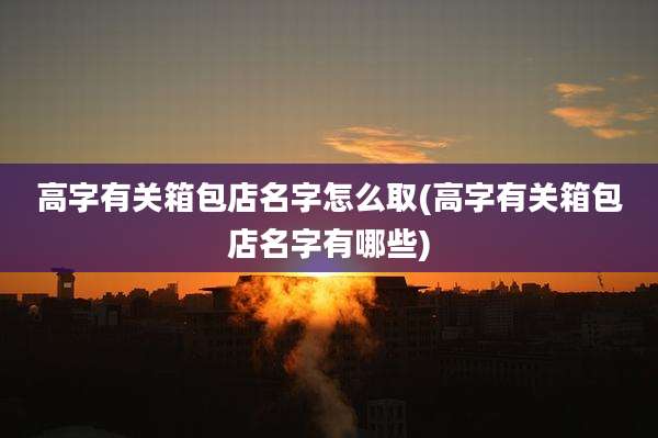 高字有关箱包店名字怎么取(高字有关箱包店名字有哪些)