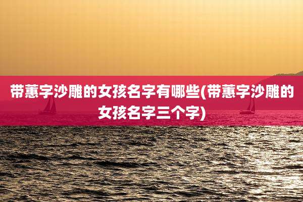 带蕙字沙雕的女孩名字有哪些(带蕙字沙雕的女孩名字三个字)