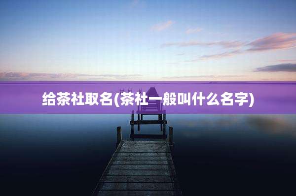 给茶社取名(茶社一般叫什么名字)