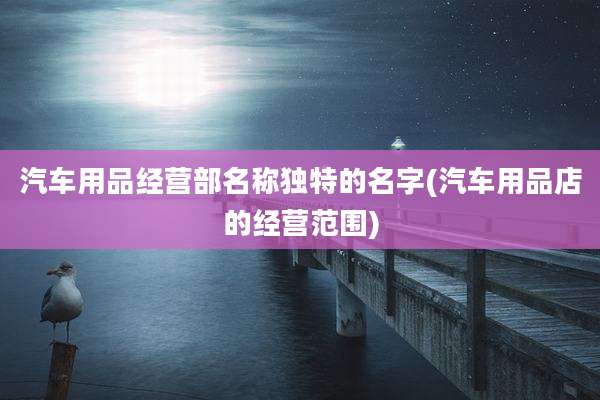 汽车用品经营部名称独特的名字(汽车用品店的经营范围)