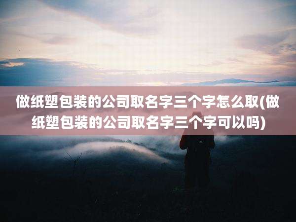 做纸塑包装的公司取名字三个字怎么取(做纸塑包装的公司取名字三个字可以吗)
