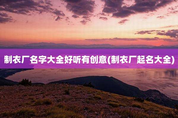 制衣厂名字大全好听有创意(制衣厂起名大全)