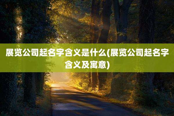 展览公司起名字含义是什么(展览公司起名字含义及寓意)
