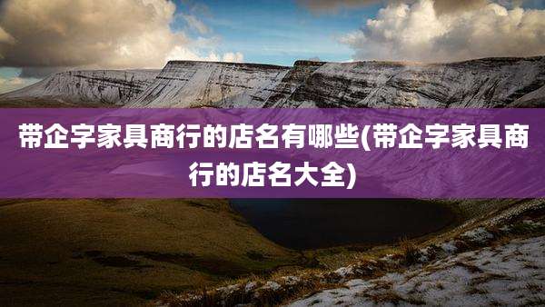 带企字家具商行的店名有哪些(带企字家具商行的店名大全)