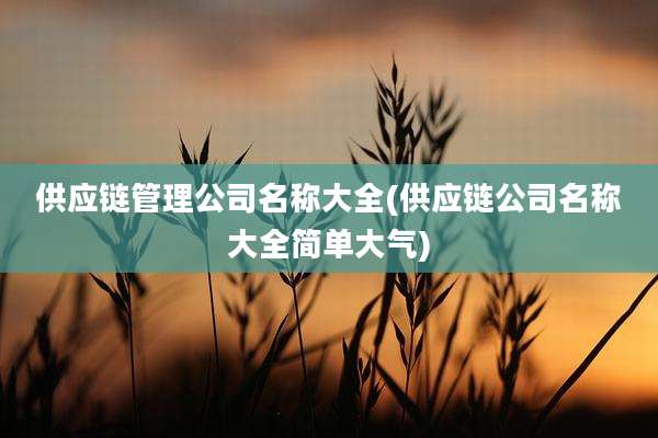供应链管理公司名称大全(供应链公司名称大全简单大气)