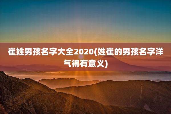 崔姓男孩名字大全2020(姓崔的男孩名字洋气得有意义)