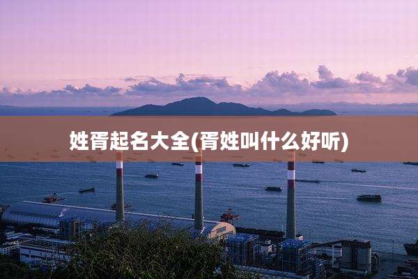 姓胥起名大全(胥姓叫什么好听)