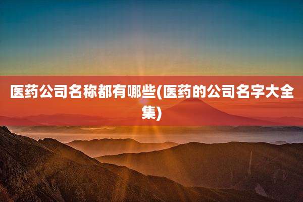 医药公司名称都有哪些(医药的公司名字大全集)