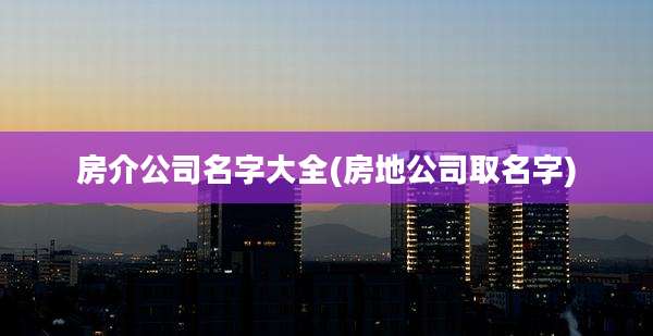 房介公司名字大全(房地公司取名字)