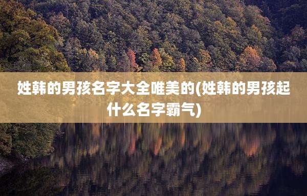 姓韩的男孩名字大全唯美的(姓韩的男孩起什么名字霸气)