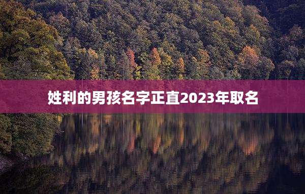 姓利的男孩名字正直2023年取名