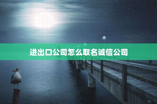 进出口公司怎么取名诚信公司