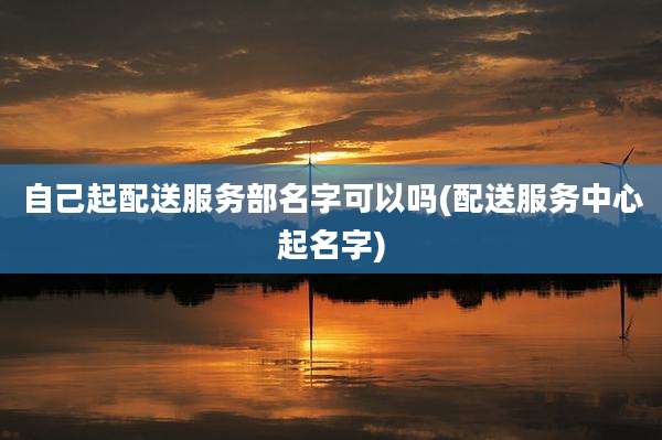自己起配送服务部名字可以吗(配送服务中心起名字)