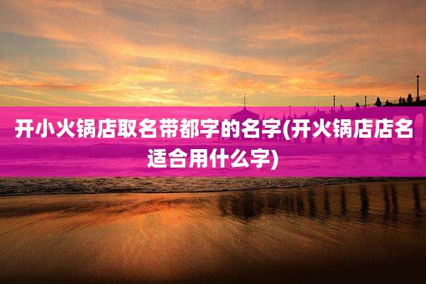 开小火锅店取名带都字的名字(开火锅店店名适合用什么字)
