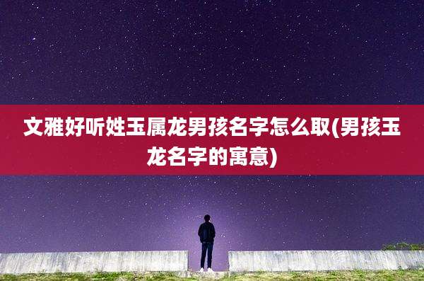 文雅好听姓玉属龙男孩名字怎么取(男孩玉龙名字的寓意)