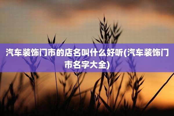 汽车装饰门市的店名叫什么好听(汽车装饰门市名字大全)