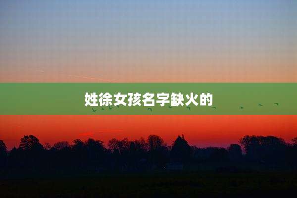 姓徐女孩名字缺火的