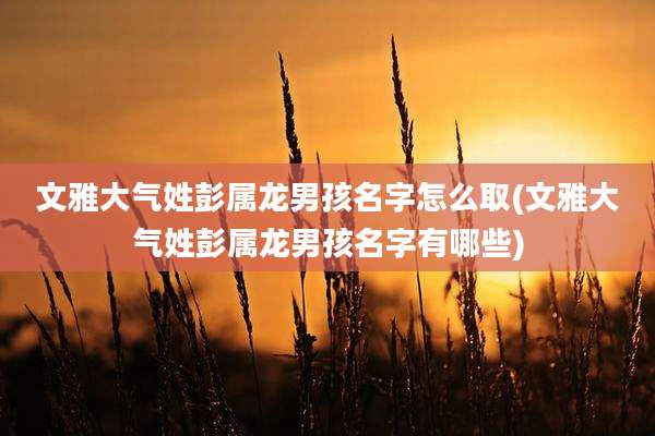 文雅大气姓彭属龙男孩名字怎么取(文雅大气姓彭属龙男孩名字有哪些)