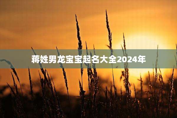 蒋姓男龙宝宝起名大全2024年