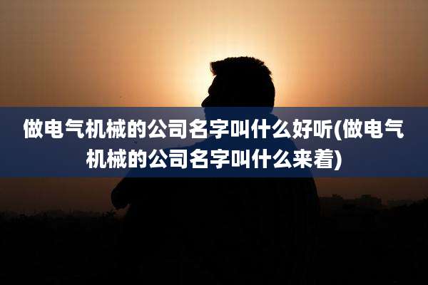 做电气机械的公司名字叫什么好听(做电气机械的公司名字叫什么来着)